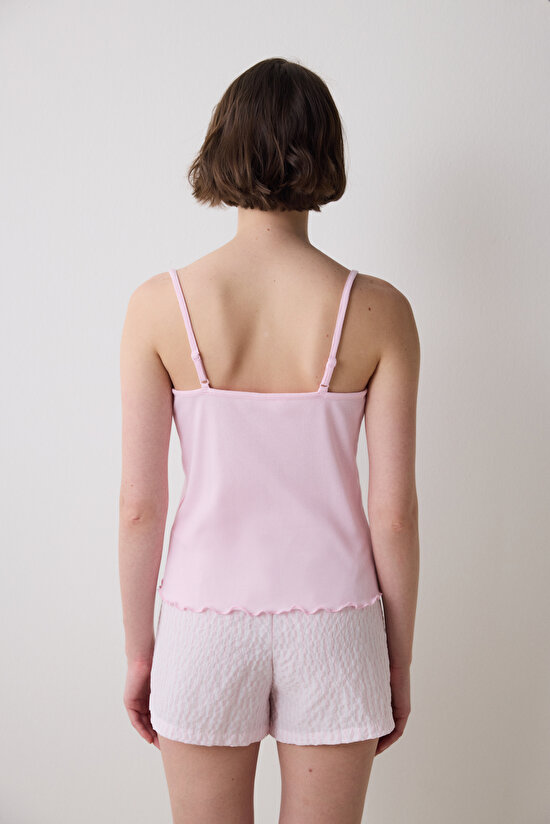 Josie Striped Pembe Şortlu Pijama Takımı - 5