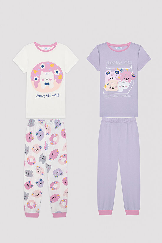 Kız Çocuk Tasty Çok Renkli 2li Pijama Takımı - 1