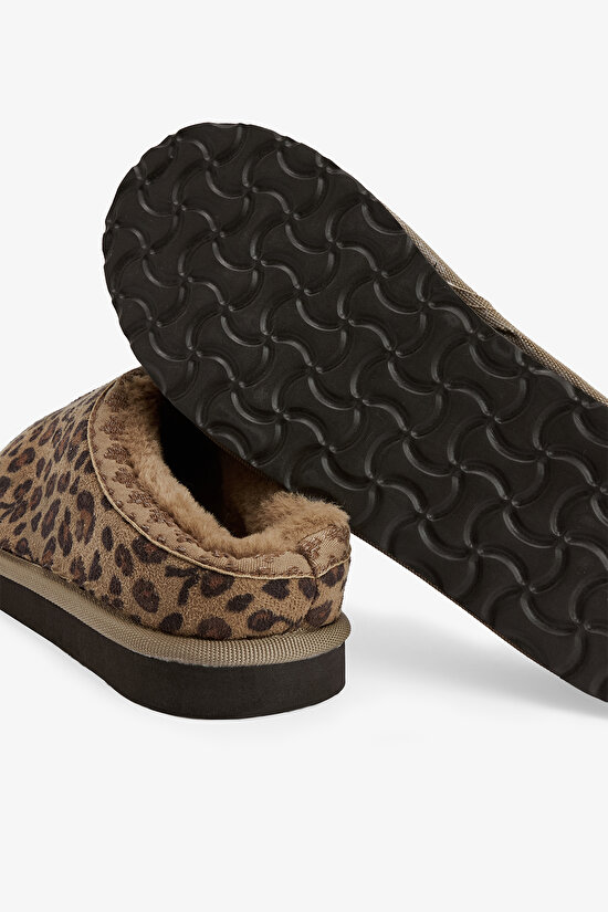 Bej Leopar Desenli Ev Terliği - 4