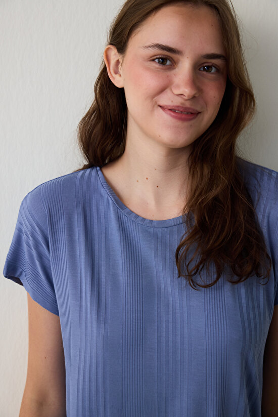 Indigo Hailee Bisiklet Yaka Kısa Kollu Pijama Takımı - 3