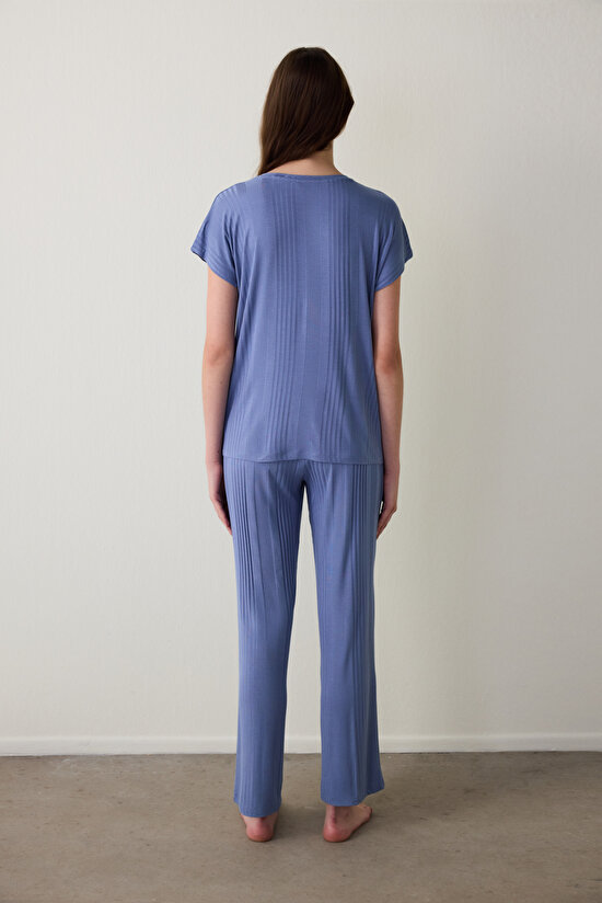 Indigo Hailee Bisiklet Yaka Kısa Kollu Pijama Takımı - 4