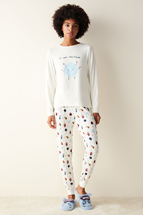 Friend Termal Beyaz Pantolon Pijama Altı - 1