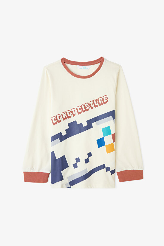 Erkek Çocuk Gaming Baskılı Uzun Kollu Pamuklu 2'li Pijama Takımı - 3