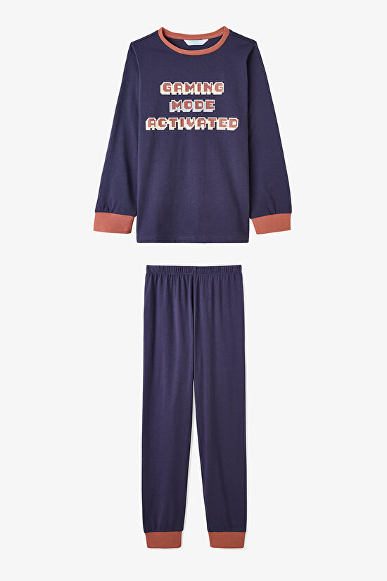 Erkek Çocuk Gaming Baskılı Uzun Kollu Pamuklu 2'li Pijama Takımı - 5