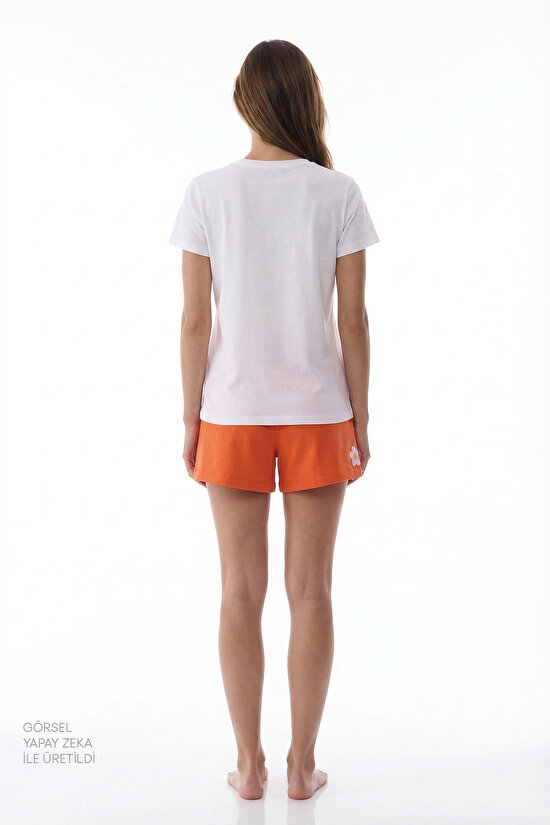 Kırık Beyaz Be Kind Pamuklu Şortlu Pijama Takımı - 2