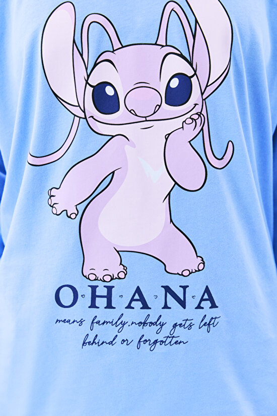 Stitch Ohana Pantolon Açık Mavi Pijama Takımı - Stitch Koleksiyonu - 3