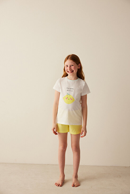 Kız Çocuk Limon Baskılı Pijama Takımı - 2