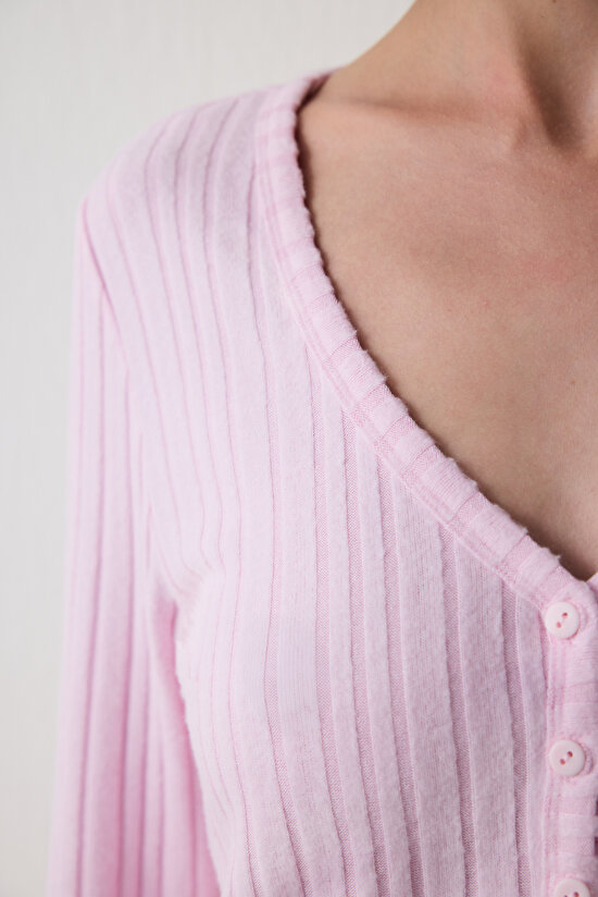 Light Pink Cozy Time V-Neck Long Sleeve Pajama Set Light Pink Cozy Time V-Neck Long Sleeve Pajama Set - 3