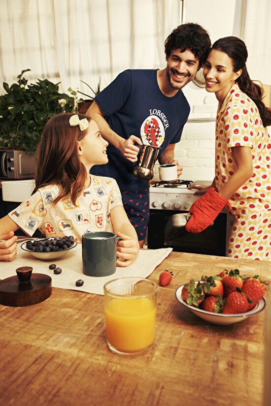 Açık Mavi Kız Çocuk French Meal Pamuklu 2'li Pijama Takımı - 2