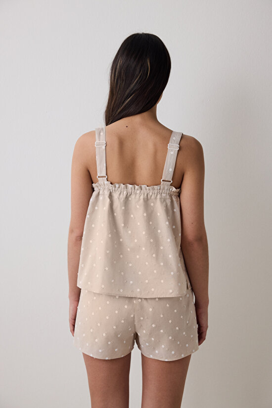 Lucy Bej Şortlu Bej Pijama Takımı - 5
