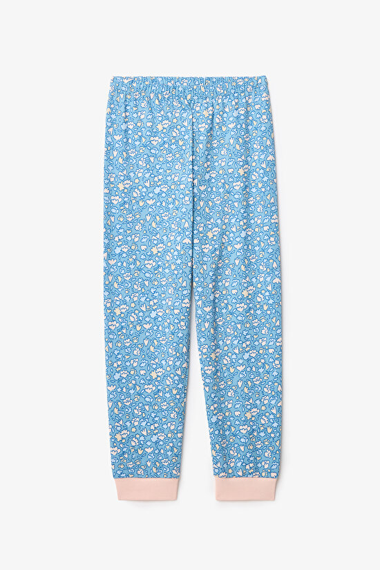 Kız Çocuk Çiçekli On The Lamb Pamuklu 2'li Uzun Kollu Pijama Takımı - 7