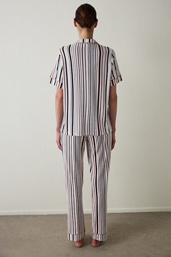 Penti Aging  Collagen Striped Shirt Collar Short Sleeve Pajama Set Penti Aging  Collagen Striped Shirt Collar Short Sleeve Pajama Set - 5
