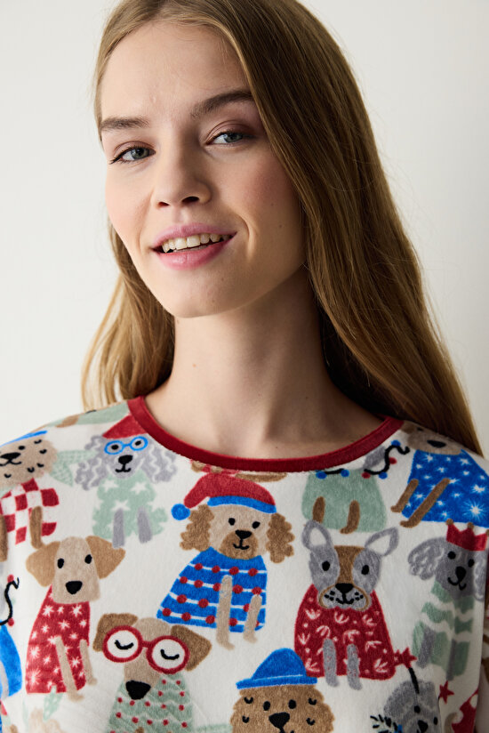 Happy Dogs Fuzzy Multi Colour Pant PJ Set - 3