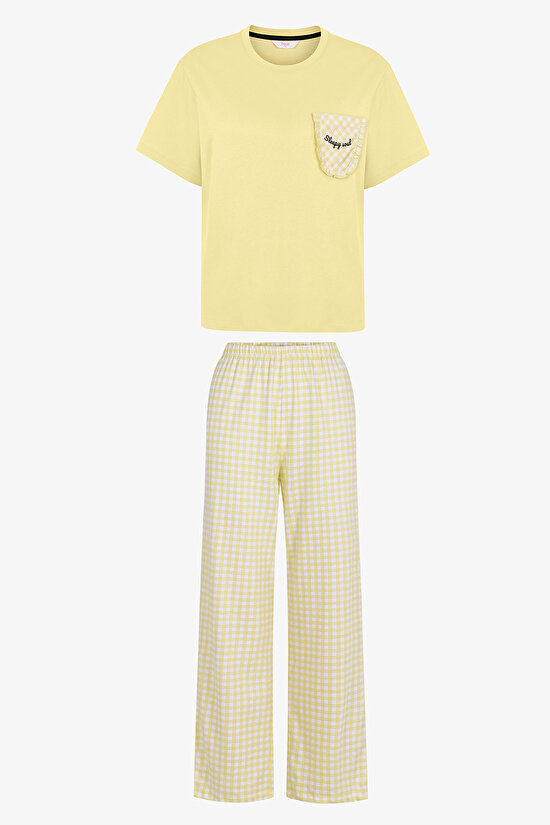 Açık Sarı Sleepy Soul Pantolon Pijama Takımı - 1