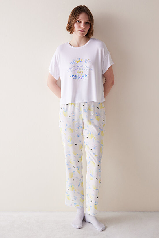 Lemon Chally  Beyaz Pantolon Pijama Altı - 3