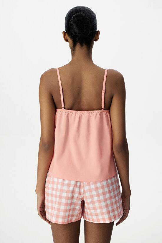 Pembe Cozy Club Gingham Pamuklu Şort Pijama Altı - 6