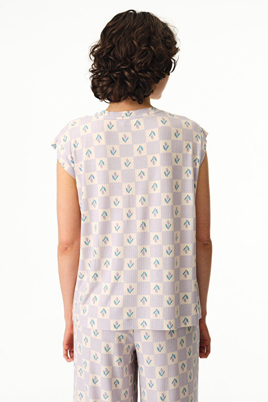 Lilac Ella Printed T-Shirt Pajama Top - 2