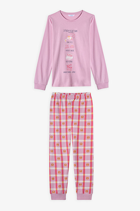 Pink Girls Caturday Night 2in1 Pajama Set - 2