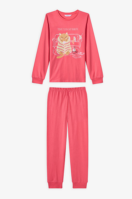Pink Girls Caturday Night 2in1 Pajama Set - 5