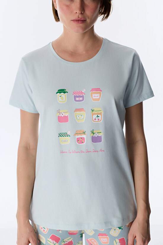 Light Blue Sweet Breakfast Pants Pajama Set - 3