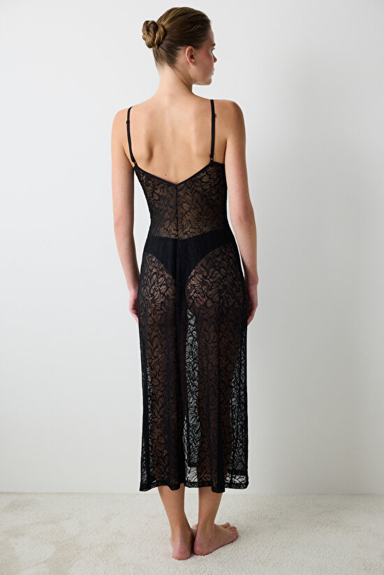 Black Lacy Night Dress - 4