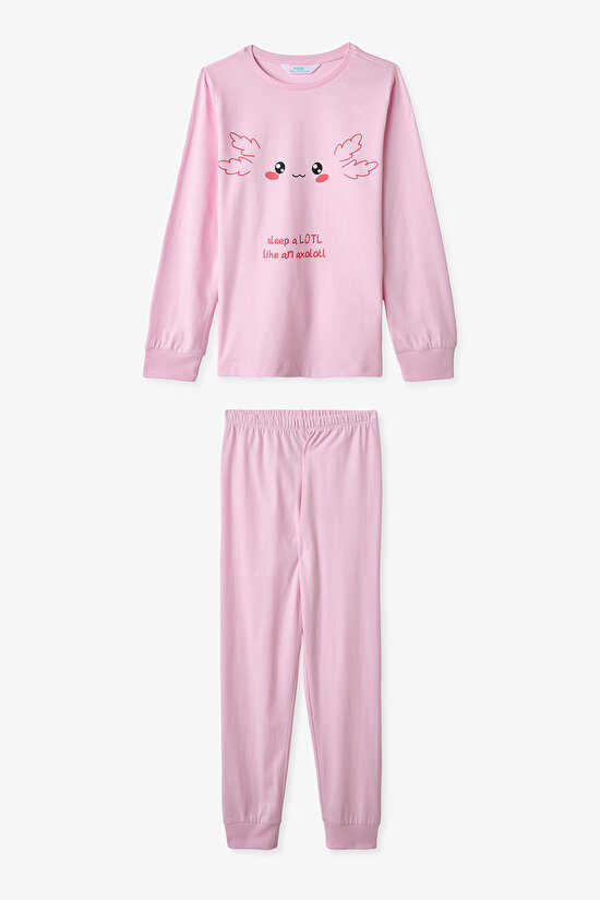 Pembe Kız Çocuk Relaxalotl 2'li Pijama Takımı - 5