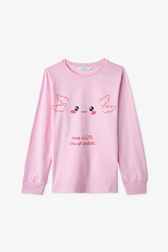 Pembe Kız Çocuk Relaxalotl 2'li Pijama Takımı - 6