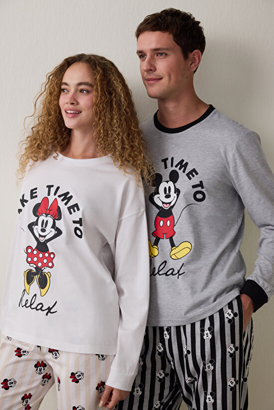 Optic White Mickey Mouse Printed Long Sleeve Pajama Set Optic White Mickey Mouse Printed Long Sleeve Pajama Set - 3