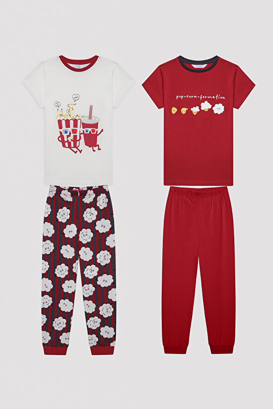 Erkek Çocuk Popcorn Çok Renkli 2li Pijama Takımı - 1