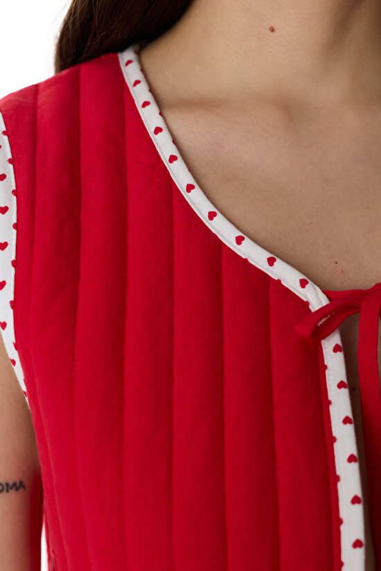 Red Magnifique Vest Pajama Top - 3