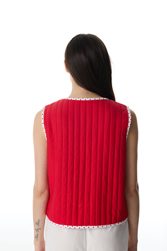 Red Magnifique Vest Pajama Top - 6