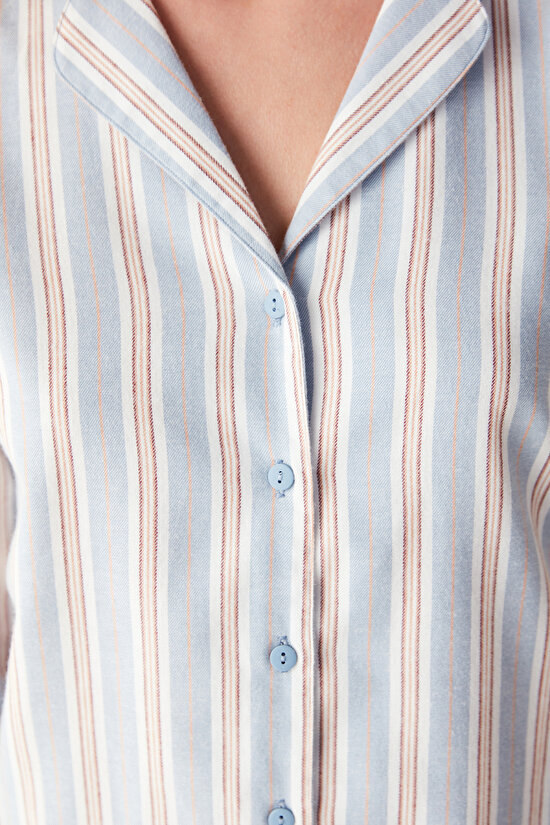 Early Night Striped Shirt Trousers Pajama Set - 4