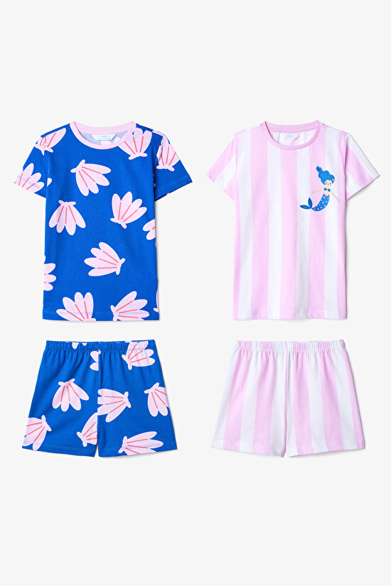 Kız Çocuk Shells 2li Çok Renkli Pijama Takımı - 1
