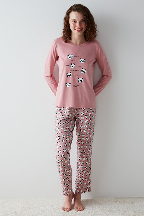 Panda Desenli Haftalık Mood Pijama Takımı - 1