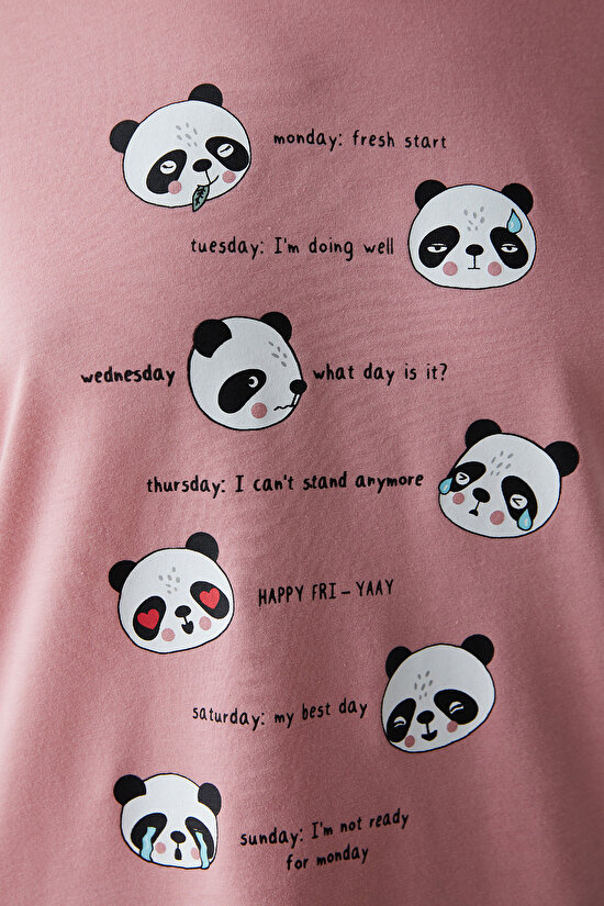 Panda Desenli Haftalık Mood Pijama Takımı - 6