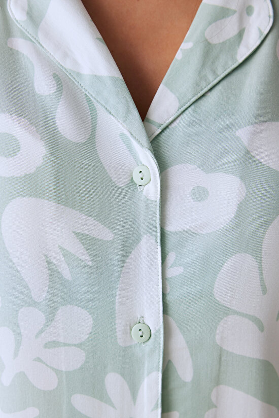 Çok Renkli Soft Flowers Gömlek Pantolon Pijama Takımı - 3