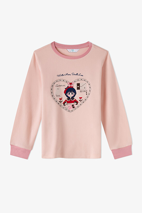Kız Çocuk Açık Pembe Snailmail Uzun Kollu Pijama Takımı - 2