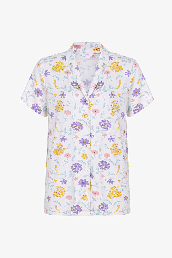 Kırık Beyaz Blossom Gömlek Pantolon Pijama Takımı - 2