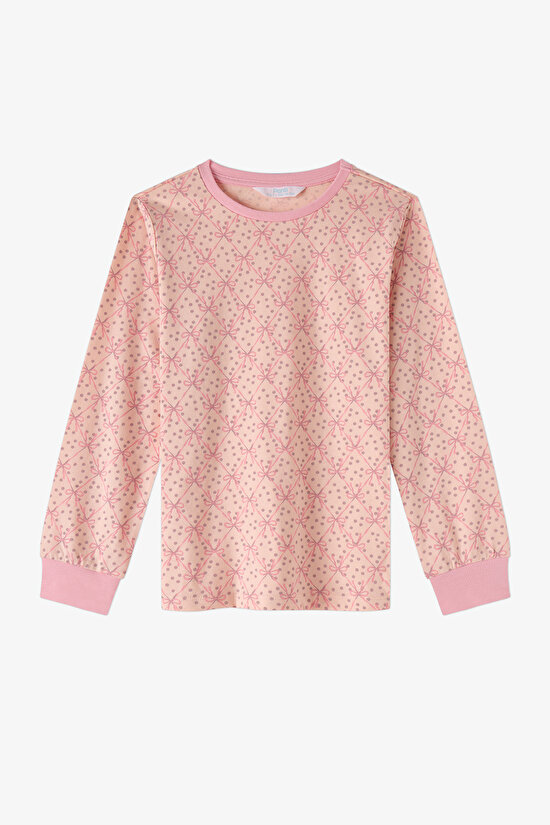 Kız Çocuk Pembe Whisper Bows Pamuklu Uzun Kollu 2'li Pijama Takımı - 3