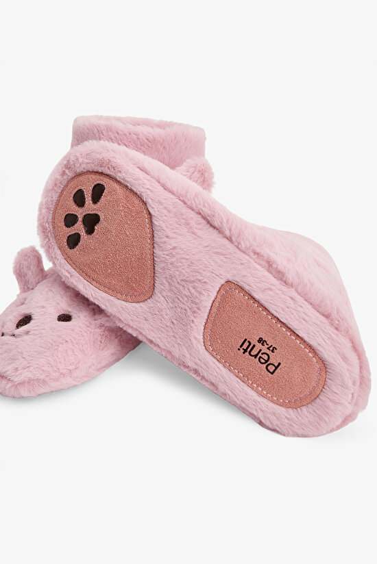 Lila Happy Bear Hayvan Nakışlı Ev Botu - 3