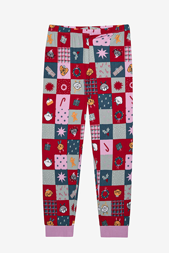 Kız Çocuk Patchwork Çok Renkli Pijama Takımı - 3