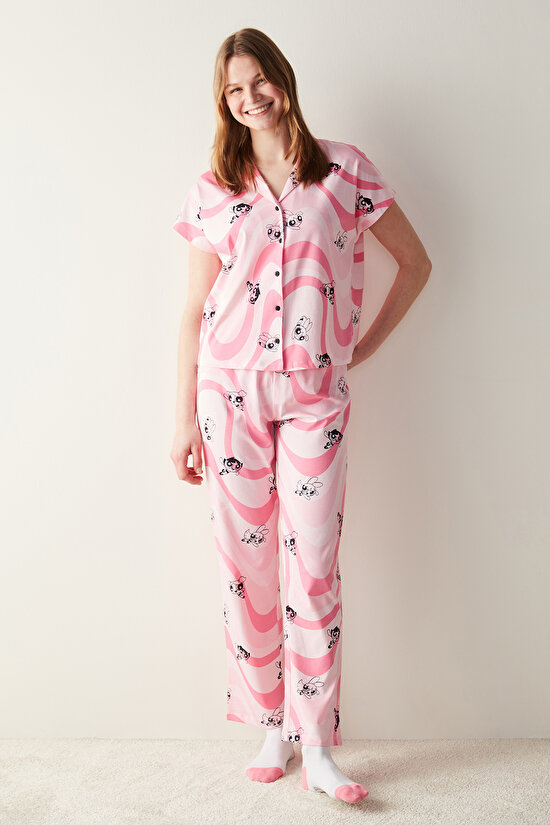 Pembe Gömlek Pantolon Pijama Takımı - Powerpuff Girls Koleksiyonu - 2