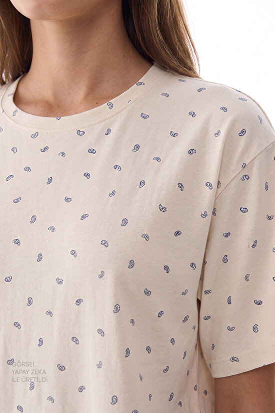Gardenya Hallie Şal Desenli Kısa Kollu Pantolon Pijama Takımı - 3