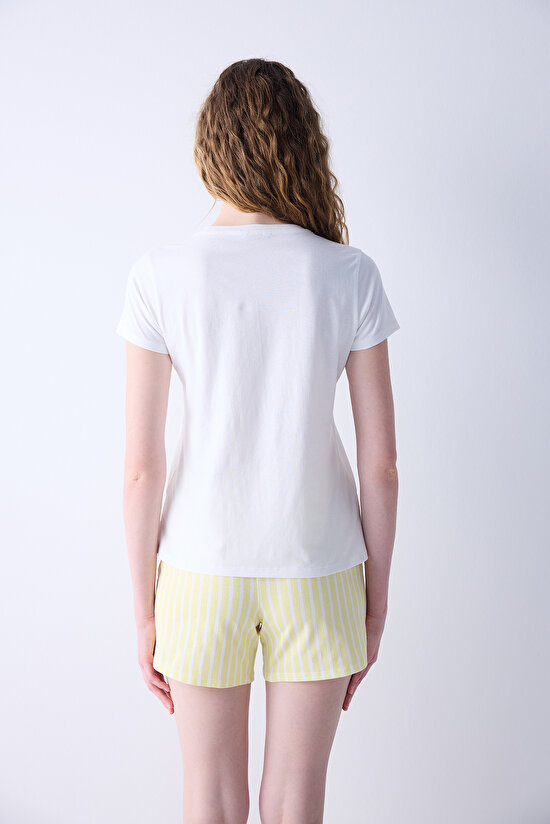 Lemon Açık Sarı Şortlu Pijama Takımı - 5