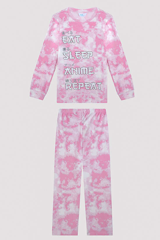 Kız Çocuk Anime Slogan Pijama Takımı - 7