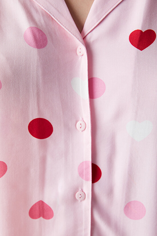 Base Cute Hearts Short Sleeve Shirt Shorts Pyjamas Set - 4