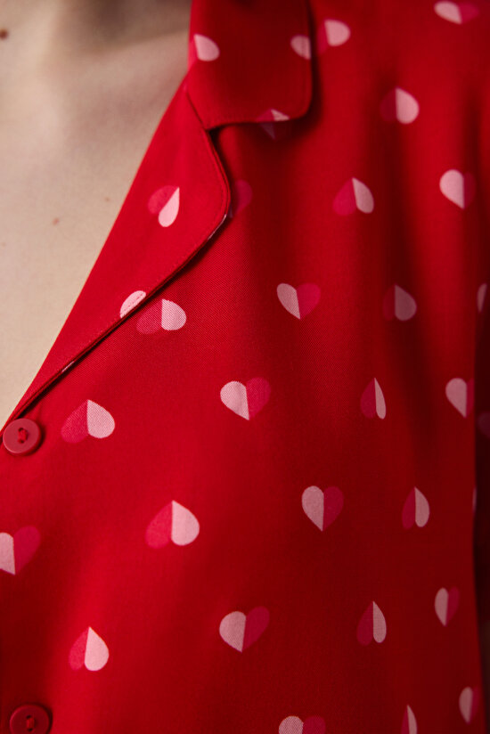 Je T'aime Shirt Pant Red PJ Set - Penti Loves Paris Collection - 3