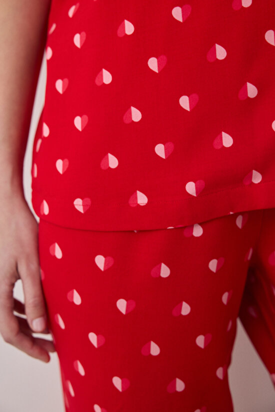 Je T'aime Shirt Pant Red PJ Set - Penti Loves Paris Collection - 4