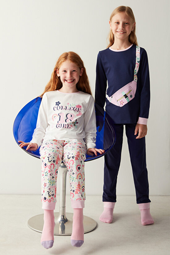 Kız Çocuk College Girl LS 2li Pijama Takımı - 1