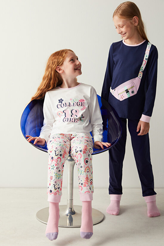 Kız Çocuk College Girl LS 2li Pijama Takımı - 2